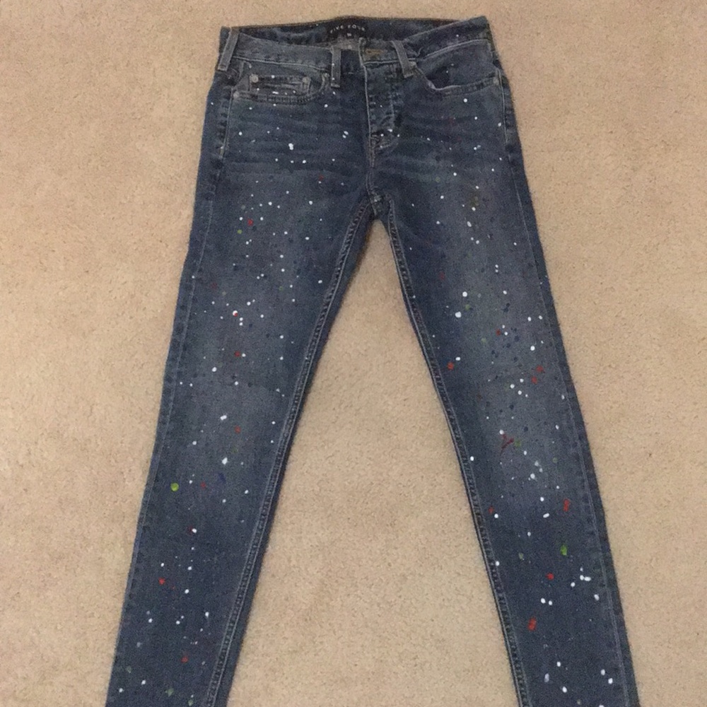 Paint splattered skinny jeans